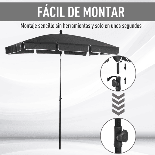 Outsunny Chapéu de Sol Retangular de Jardim 198x130x240cm Chapéu de Sol de Alumínio com Função de Inclinação para Terraço Pátio Exterior Cinza Outsunny Chapéu de Sol Retangular de Jardim 198x130x240cm Chapéu de Sol de Alumínio com Função de Inclinação para Terraço Pátio Exterior Cinza