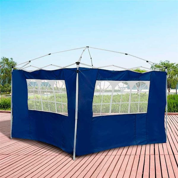 Outsunny 2 paredes laterales para carpas de 3 x 3 m/3 x 6 m, 300x200 cm, paredes laterales de repuesto para cenador de tela oxford con ventana, para jardín, exteriores, fiestas, azul