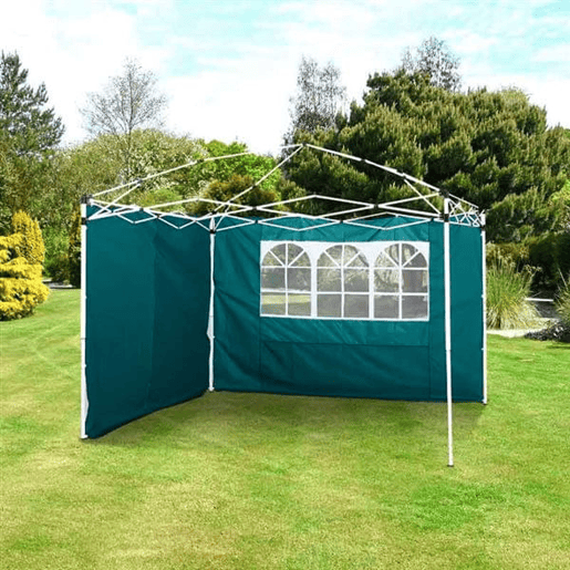 Outsunny 2 Paredes Laterais para Tenda 3x3 m Parede Lateral de Substituição de Tecido Oxford com Janela 300x200 cm Verde