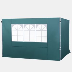 Outsunny 2 Paredes Laterais para Tenda 3x3 m Parede Lateral de Substituição de Tecido Oxford com Janela 300x200 cm Verde