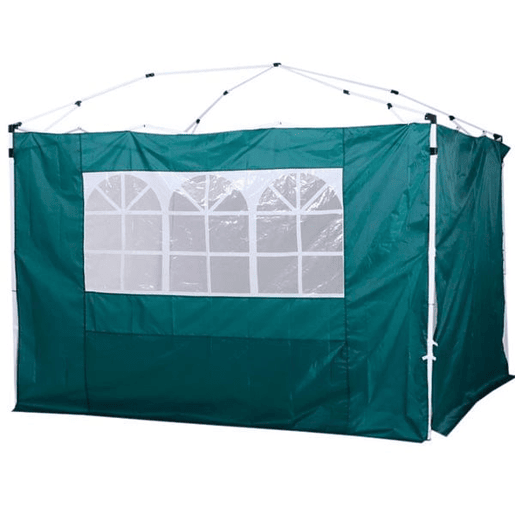 Outsunny 2 Paredes Laterais para Tenda 3x3 m Parede Lateral de Substituição de Tecido Oxford com Janela 300x200 cm Verde