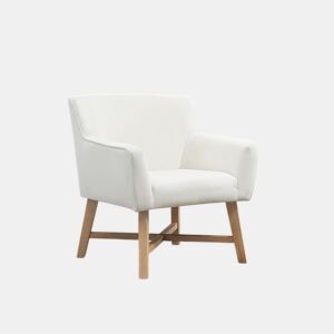 HOMCOM Poltrona de Sala de Estar Estofada em Veludo Poltrona Relax Moderna com Apoio para os Braços Acolchoados Pés de Madeira e Base Cruzada para Dormitório 67x65x74cm Branco Creme