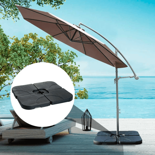 Outsunny Base para Chapéu de Sol de 4 Peças Suporte para Chapéu de Sol para Jardim Pátio Exterior 50x50x7,5cm Preto
