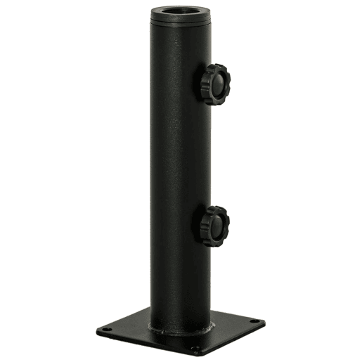 Outsunny Suporte Chapéu de Sol para Chão de Cimento com 2 Botões de Bloqueio e 4 Parafusos Base de Chapéu de Sol para Mastros de 343848mm 12x12x30cm Preto
