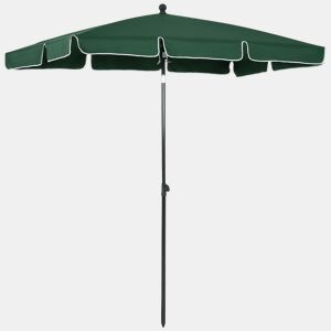Outsunny Chapéu de Sol Retangular de Jardim 198x130x240cm Chapéu de Sol de Alumínio com Função de Inclinação para Terraço Pátio Exterior Verde
