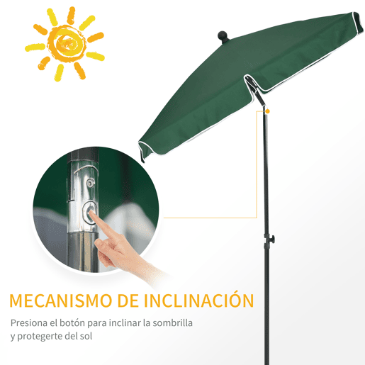 Outsunny Chapéu de Sol Retangular de Jardim 198x130x240cm Chapéu de Sol de Alumínio com Função de Inclinação para Terraço Pátio Exterior Verde Outsunny Chapéu de Sol Retangular de Jardim 198x130x240cm Chapéu de Sol de Alumínio com Função de Inclinação para Terraço Pátio Exterior Verde