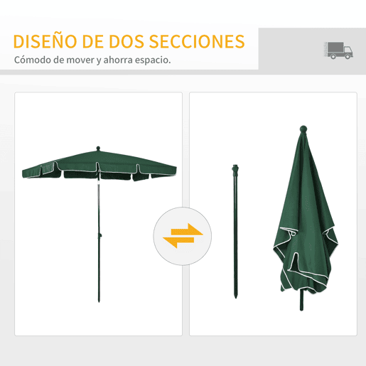 Outsunny Chapéu de Sol Retangular de Jardim 198x130x240cm Chapéu de Sol de Alumínio com Função de Inclinação para Terraço Pátio Exterior Verde Outsunny Chapéu de Sol Retangular de Jardim 198x130x240cm Chapéu de Sol de Alumínio com Função de Inclinação para Terraço Pátio Exterior Verde