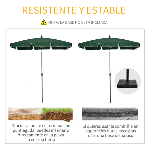 Outsunny Chapéu de Sol Retangular de Jardim 198x130x240cm Chapéu de Sol de Alumínio com Função de Inclinação para Terraço Pátio Exterior Verde Outsunny Chapéu de Sol Retangular de Jardim 198x130x240cm Chapéu de Sol de Alumínio com Função de Inclinação para Terraço Pátio Exterior Verde