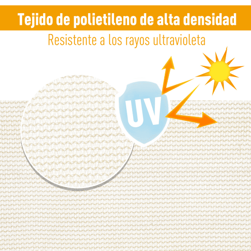Outsunny Vela de Sombra Triangular 4x4x4 m Toldo Vela de HDPE com Proteção UV Aneis em Forma de D e Cordas para Jardim Pátio Piscina Creme