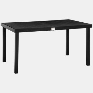 Outsunny Mesa de Jardim Retangular Mesa de Exterior para 6 Pessoas com Bancada de Ripas e Estrutura de Alumínio para Terraço Balcão 140x90x74cm Preto