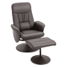 HOMCOM Poltrona Relax com Apoio para os Pés Estofada em PU Poltrona Relax Reclinável até 145° e Giratório 360° com Encosto Ajustável para Sala de Estar Dormitório Escritório 81x81x105cm Marrom