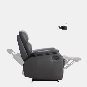 HOMCOM Poltrona Relax Reclinável Manualmente Estofada em PU com Apoio para os Pés Retrátil Assento e Encosto Acolchoados para Sala de Estar Escritório Dormitório 75x92x99cm Marrom