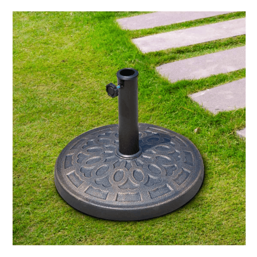 Outsunny Base para Chapéu de Sol Redonda Suporte para Chapéu de Sol de Resina para Mastros de 38mm e 48mm para Jardim Terraço Exterior Ø44x34cm Preto e Bronze