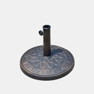 Outsunny Base para Chapéu de Sol Redonda Suporte para Chapéu de Sol de Resina para Mastros de 38mm e 48mm para Jardim Terraço Exterior Ø44x34cm Preto e Bronze