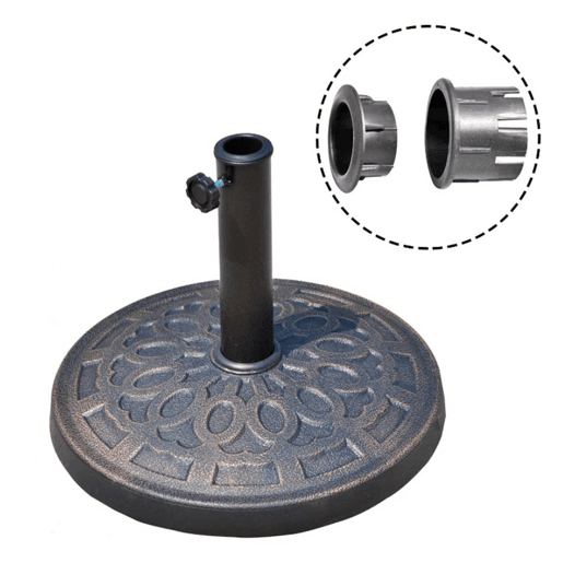 Outsunny Base para Chapéu de Sol Redonda Suporte para Chapéu de Sol de Resina para Mastros de 38mm e 48mm para Jardim Terraço Exterior Ø44x34cm Preto e Bronze
