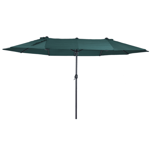 Outsunny Chapéu de Sol Duplo 4,55x2,65x2,38 m Chapéu de Sol de Jardim com Manivela Manual Resistente à Água e com Proteção Solar UV para Terraço Pátio Verde