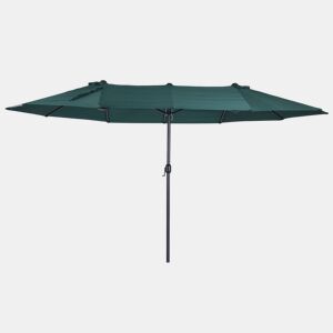 Outsunny Chapéu de Sol Duplo 4,55x2,65x2,38 m Chapéu de Sol de Jardim com Manivela Manual Resistente à Água e com Proteção Solar UV para Terraço Pátio Verde