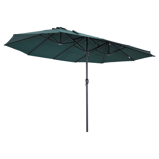 Outsunny Chapéu de Sol Duplo 4,55x2,65x2,38 m Chapéu de Sol de Jardim com Manivela Manual Resistente à Água e com Proteção Solar UV para Terraço Pátio Verde