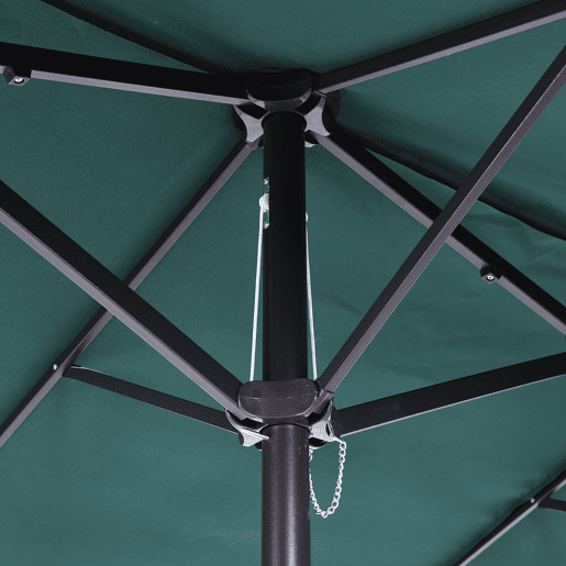 Outsunny Chapéu de Sol Duplo 4,55x2,65x2,38 m Chapéu de Sol de Jardim com Manivela Manual Resistente à Água e com Proteção Solar UV para Terraço Pátio Verde