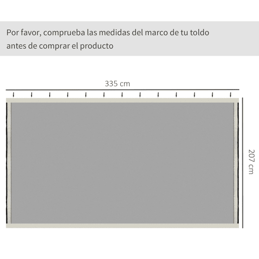 Outsunny 4 painéis laterais 335x207 cm para tenda de jardimmosquiteira para gazebo com zíperes e anéis preto