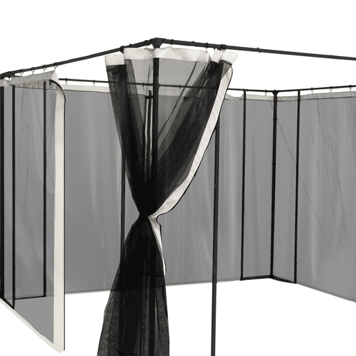 Outsunny 4 painéis laterais 335x207 cm para tenda de jardimmosquiteira para gazebo com zíperes e anéis preto