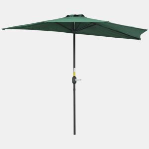 Outsunny Chapéu de Sol 269x138x236 cm Guarda-sol de Jardim com Manivela e Forma Semicircular Tecido Poliéster 180 gm² para Exterior Terraço Pátio Piscina Verde