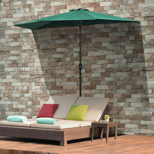 Outsunny Chapéu de Sol 269x138x236 cm Guarda-sol de Jardim com Manivela e Forma Semicircular Tecido Poliéster 180 gm² para Exterior Terraço Pátio Piscina Verde