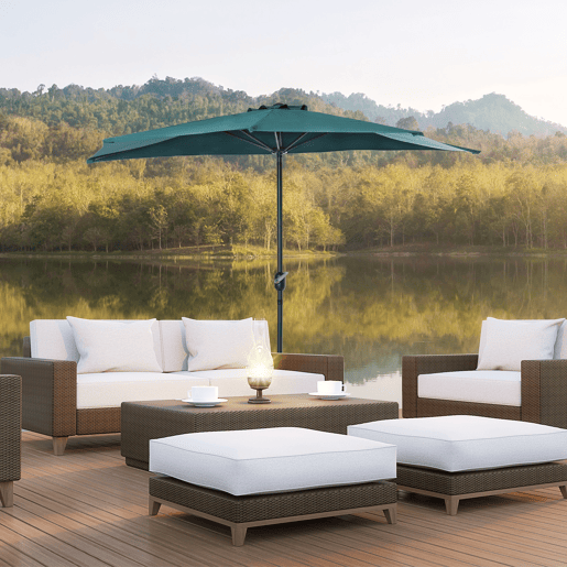 Outsunny Chapéu de Sol 269x138x236 cm Guarda-sol de Jardim com Manivela e Forma Semicircular Tecido Poliéster 180 gm² para Exterior Terraço Pátio Piscina Verde