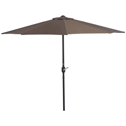 Outsunny Guarda-Sol 269x138x236 cm com Manivela e Forma Semicircular de Poliéster 180 gm² para Jardim, Terraço, Piscina e Café