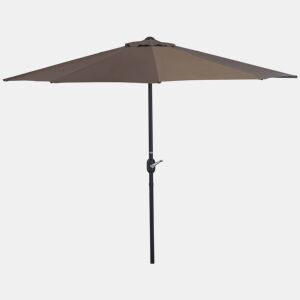 Outsunny Guarda-Sol 269x138x236 cm com Manivela e Forma Semicircular de Poliéster 180 gm² para Jardim, Terraço, Piscina e Café