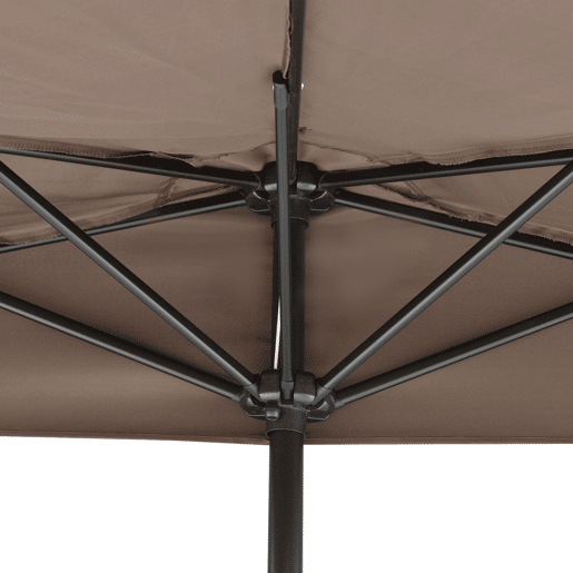 Outsunny Guarda-Sol 269x138x236 cm com Manivela e Forma Semicircular de Poliéster 180 gm² para Jardim, Terraço, Piscina e Café
