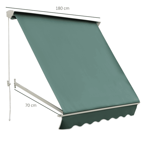 Outsunny Toldo Manual de Alumínio Retrátil Toldo de Fachada para Exterior com Ângulo Ajustável