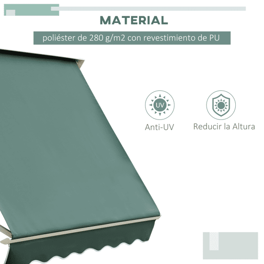 Outsunny Toldo Manual de Alumínio Retrátil Toldo de Fachada para Exterior com Ângulo Ajustável