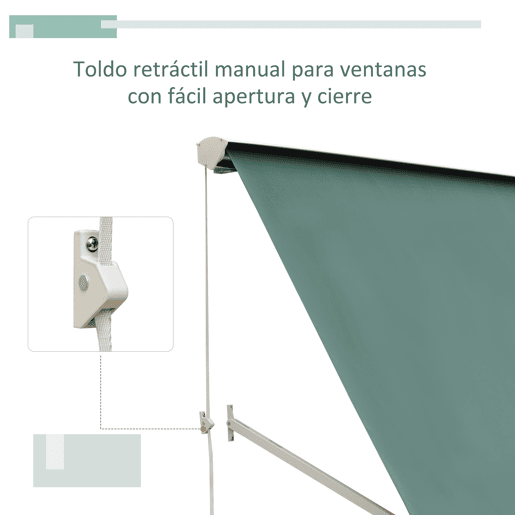 Outsunny Toldo Manual de Alumínio Retrátil Toldo de Fachada para Exterior com Ângulo Ajustável
