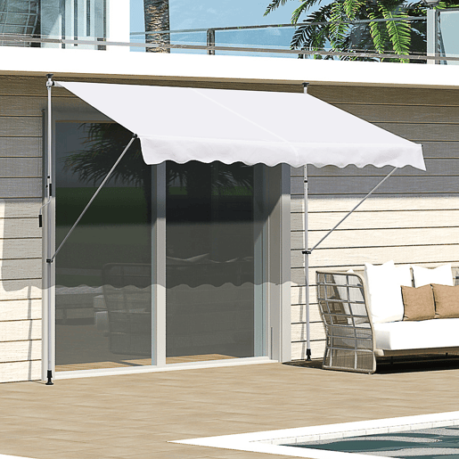 Outsunny Toldo Manual Retrátil 3x1,5 m, Toldo Exterior para Terraço Enrolável, Altura Ajustável 170-280 cm, com Manivela, Anti-UV e Impermeável, Sem Perfuração, para Varanda, Jardim, Branco Outsunny Toldo Manual Retrátil 3x1,5 m, Toldo Exterior para Terraço Enrolável, Altura Ajustável 170-280 cm, com Manivela, Anti-UV e Impermeável, Sem Perfuração, para Varanda, Jardim, Branco