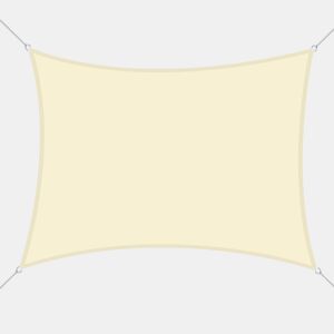 Outsunny Vela de Sombra Retangular 4x6 m Toldo Vela de Poliéster com Proteção UV Aneis em Forma de D e Cordas para Jardim Pátio Piscina Creme