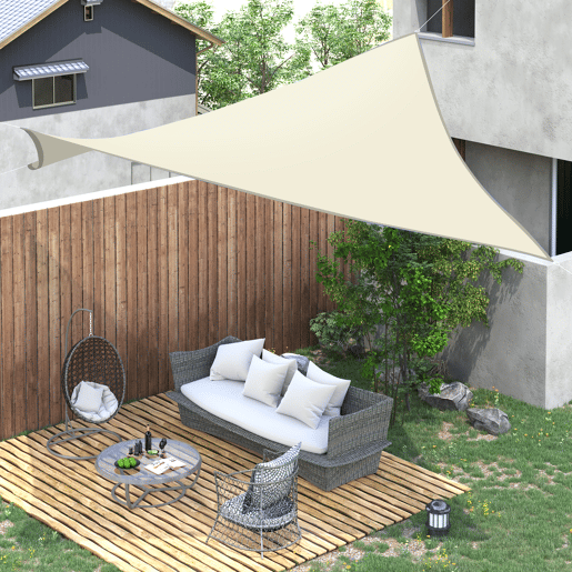 Outsunny Vela de Sombra Retangular 4x6 m Toldo Vela de Poliéster com Proteção UV Aneis em Forma de D e Cordas para Jardim Pátio Piscina Creme