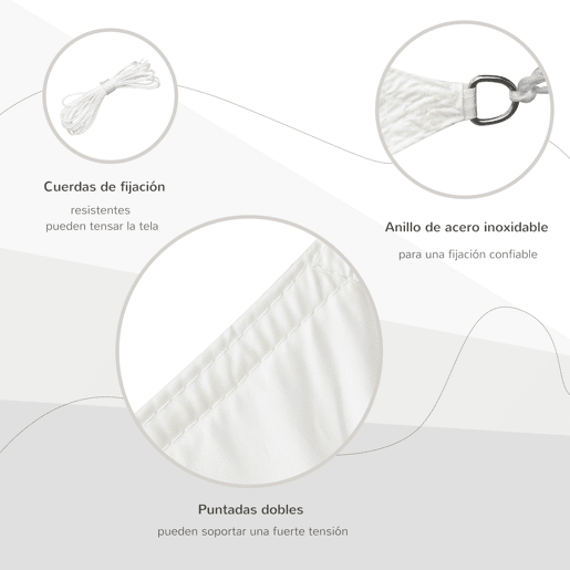 Outsunny Vela de Sombra Retangular 4x6 m Toldo Vela de Poliéster com Proteção UV Aneis em Forma de D e Cordas para Jardim Pátio Piscina Creme