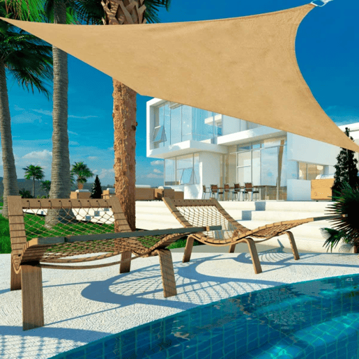 Outsunny Toldo Vela de Sombra Retangular 4x6 m Toldo de Terraço em HDPE com Proteção UV, Anéis de Aço Inoxidável e Cordas de Nylon para Jardim e Pátio - Areia