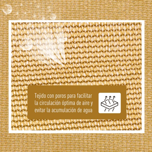 Outsunny Toldo Vela de Sombra Retangular 4x6 m Toldo de Terraço em HDPE com Proteção UV, Anéis de Aço Inoxidável e Cordas de Nylon para Jardim e Pátio - Areia