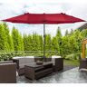 Outsunny Chapéu de Sol Duplo 4,55x2,65x2,38 m Chapéu de Sol de Jardim com Manivela Manual Resistente à Água e com Proteção Solar UV para Terraço Pátio Vinho