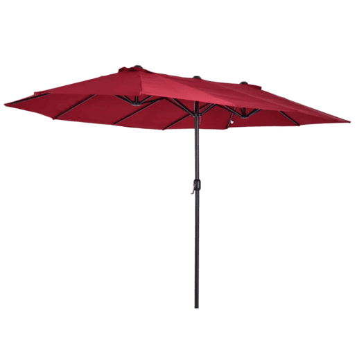 Outsunny Chapéu de Sol Duplo 4,55x2,65x2,38 m Chapéu de Sol de Jardim com Manivela Manual Resistente à Água e com Proteção Solar UV para Terraço Pátio Vinho