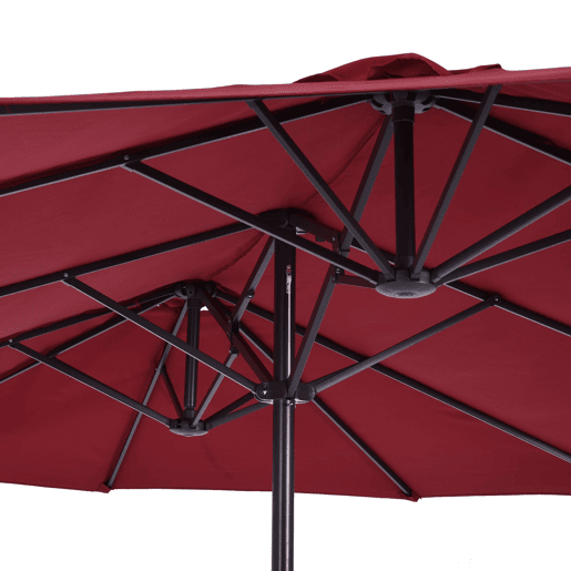 Outsunny Chapéu de Sol Duplo 4,55x2,65x2,38 m Chapéu de Sol de Jardim com Manivela Manual Resistente à Água e com Proteção Solar UV para Terraço Pátio Vinho