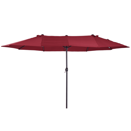 Outsunny Chapéu de Sol Duplo 4,55x2,65x2,38 m Chapéu de Sol de Jardim com Manivela Manual Resistente à Água e com Proteção Solar UV para Terraço Pátio Vinho