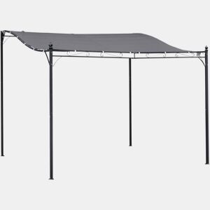 Outsunny Pergula de jardim 3x3m Gazebo com Toldo e 4 Furos de Drenagem para Pátio Terraço Metal e Poliester 180 g  m² Resistente Cinza