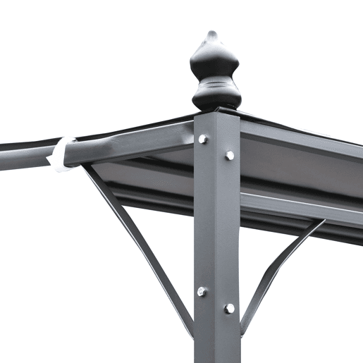 Outsunny Pergula de jardim 3x3m Gazebo com Toldo e 4 Furos de Drenagem para Pátio Terraço Metal e Poliester 180 g  m² Resistente Cinza