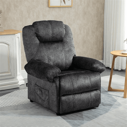 HOMCOM Poltrona Relax Reclinável Poltrona para Sala de Estar com Apoio para os Pés Retrátil Encosto Alto Bolso Lateral Acolchoado Grosso 88x91x108 cm Preto