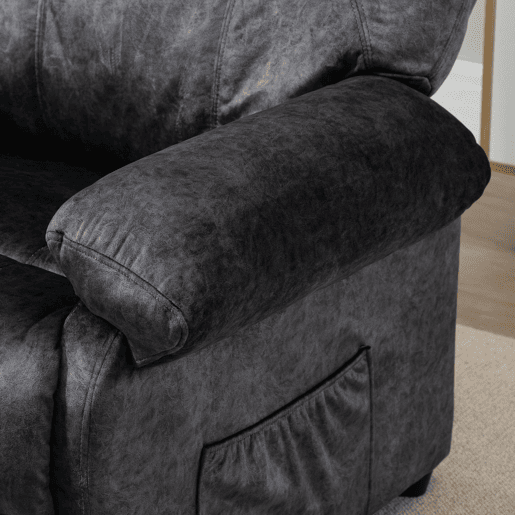 HOMCOM Poltrona Relax Reclinável Poltrona para Sala de Estar com Apoio para os Pés Retrátil Encosto Alto Bolso Lateral Acolchoado Grosso 88x91x108 cm Preto