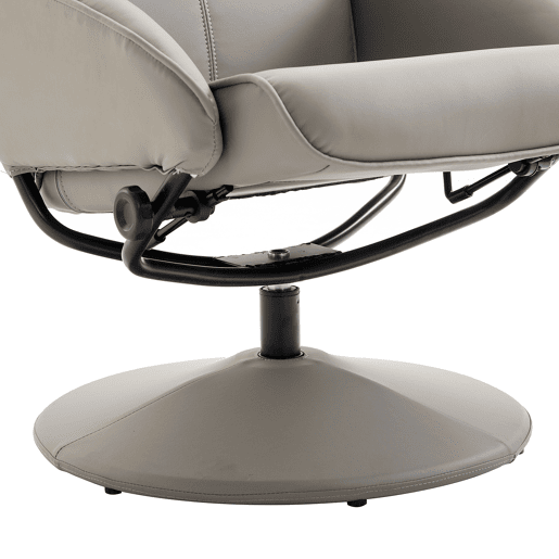 HOMCOM Poltrona Relax Reclinável até 145° com Banco de Apoio para os Pés Poltrona Giratória 360° Estofada em PU e Estrutura de Aço 78x67x98cm Cinza