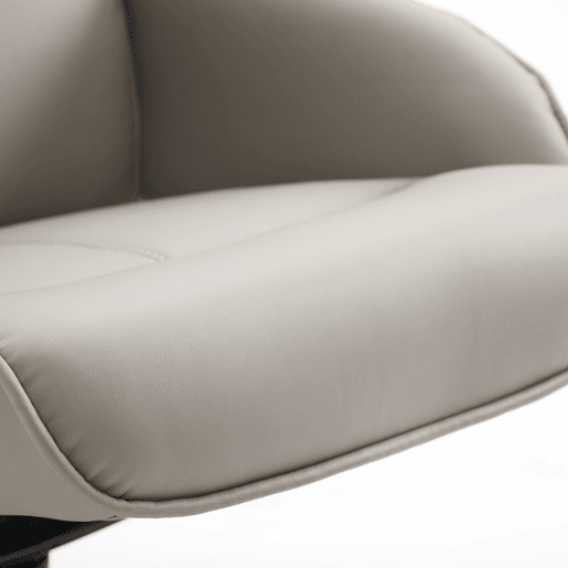 HOMCOM Poltrona Relax Reclinável até 145° com Banco de Apoio para os Pés Poltrona Giratória 360° Estofada em PU e Estrutura de Aço 78x67x98cm Cinza